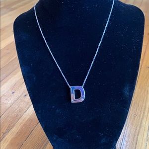 Dainty Rhinestone D necklace